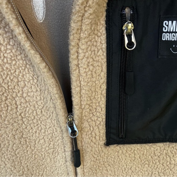 H&M Fleece Smiley Vest Full Zip Pockets Sleeveless Outdoor Casual‎ Beige M - Picture 3 of 9
